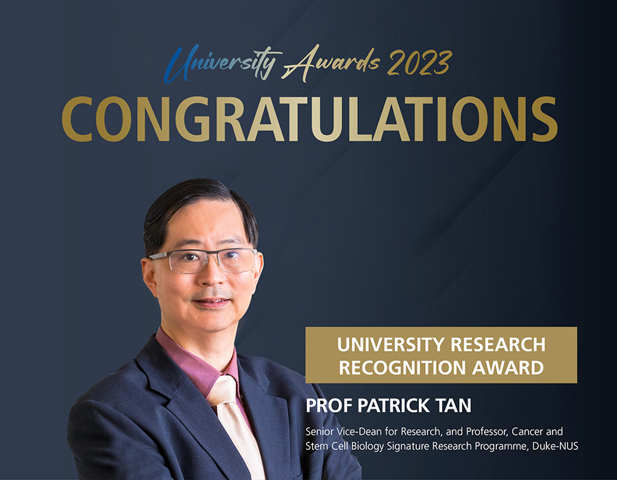 Professor Patrick Tan receives top NUS research award