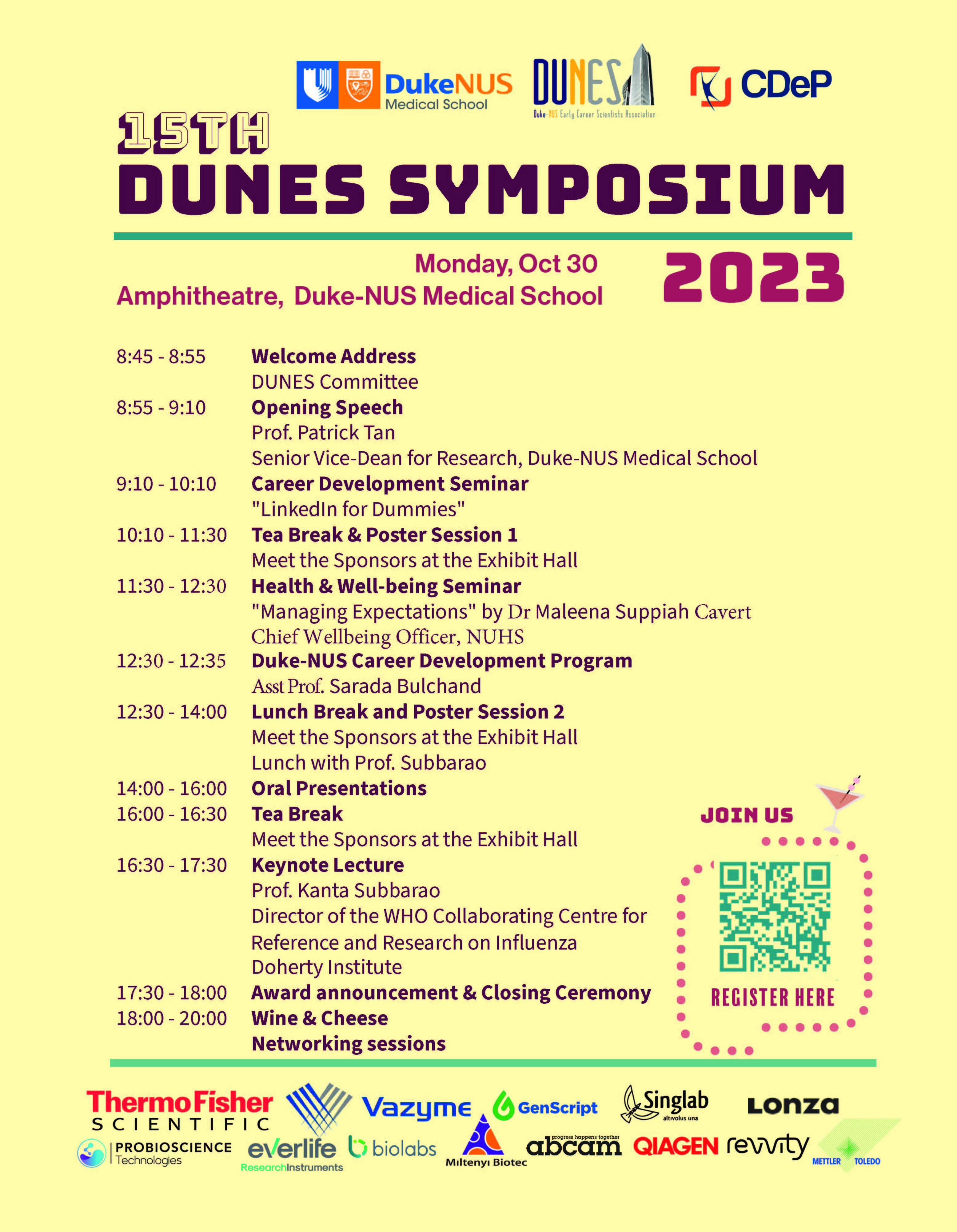 15th Annual Duke-NUS Early Career Scientists (DUNES) Scientific Symposium Programme