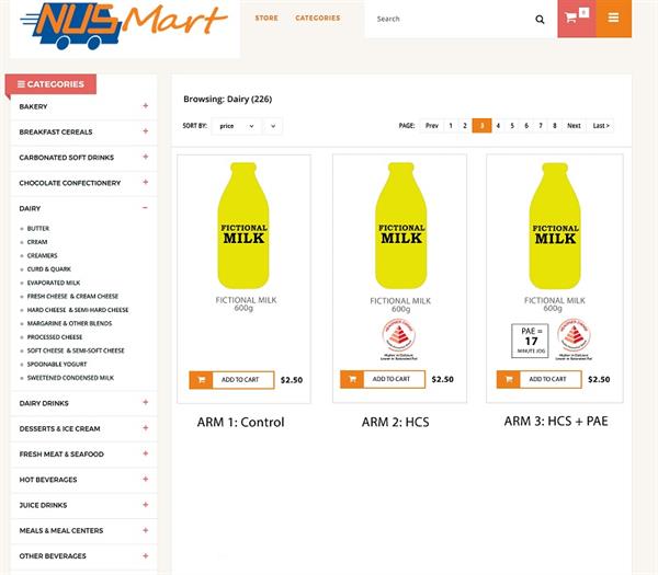 Example product from NUSMart showing how the labels were presented across the three study conditions.