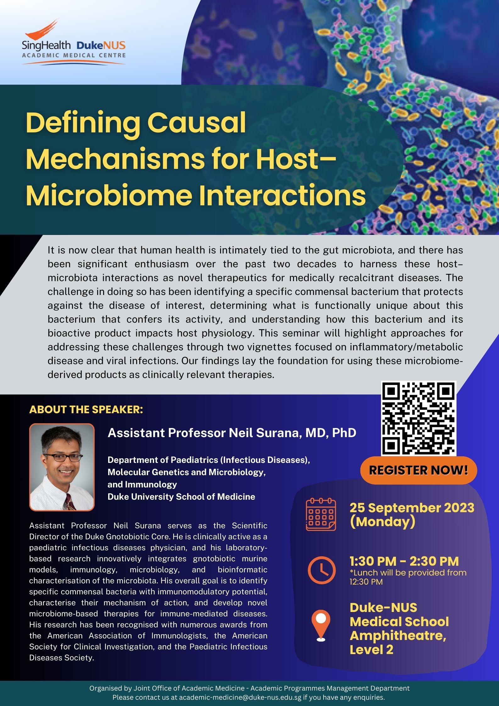Poster_25 Sep Defining Causal Mechanisms for Host–Microbiome Interactions by Asst Prof Neil Surana_final
