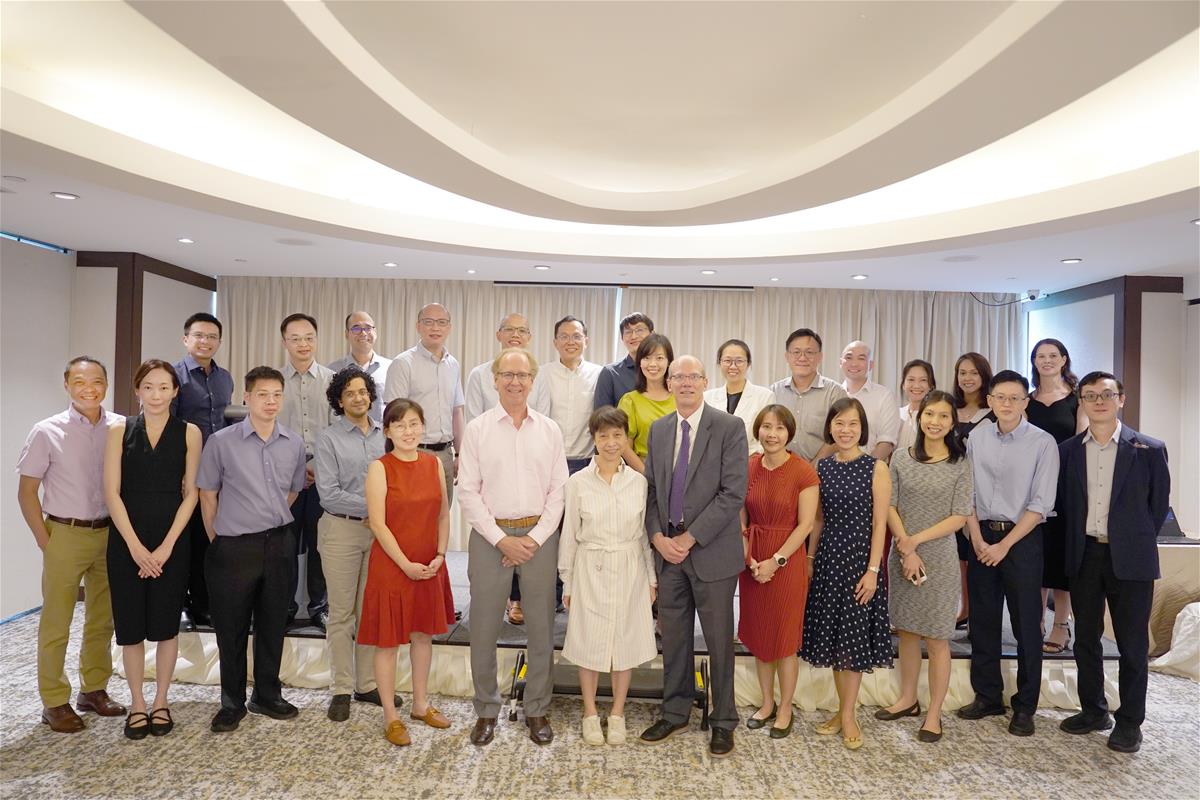 The NMRC awardees attending the celebratory lunch pose for a group photo // Credit: Norfaezah Abdullah, Duke-NUS