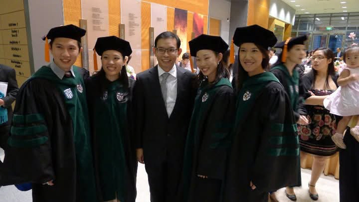 Among the inaugural batch of Duke-NUS students at our graduation ceremony in 2011, with Assoc Prof Tan Thiam Chye in the middle // Credit: Rena Dharmawan