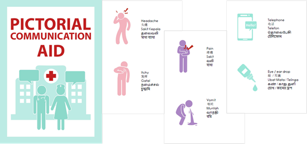 A communication aid developed by Sengkang Community Hospital to help migrant workers convey their feelings and needs