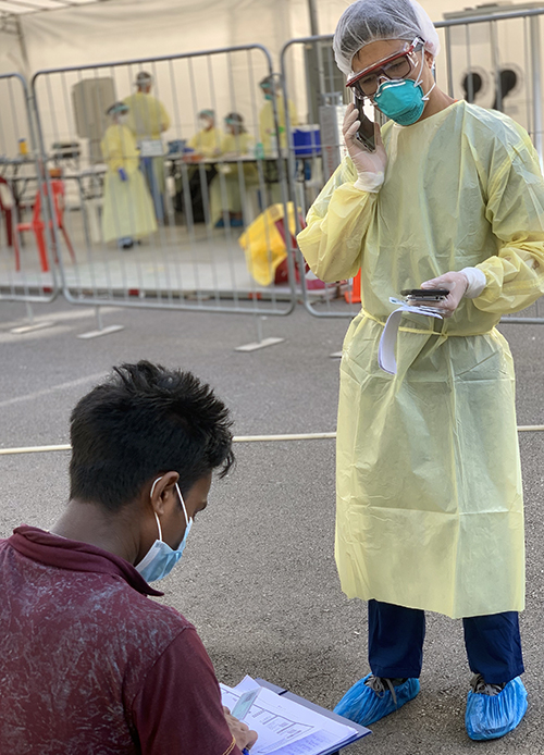 Dr Dennis Chia was among a group of healthcare professionals from SingHealth institutions deployed to provide primary care and COVID-19 testing at dormitories 