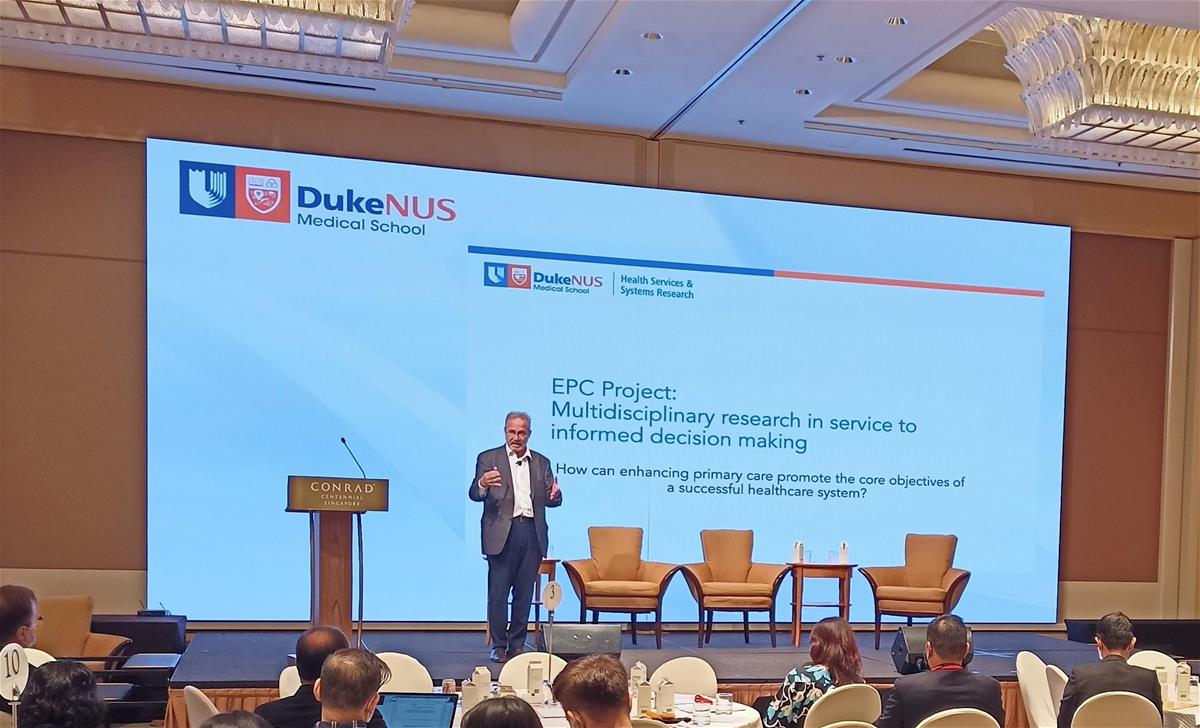 Professor David Matchar sharing his team’s work on a proposed model for an enhanced primary care system at the Enhanced Primary Care symposium earlier this year// Credit: Duke-NUS’ HSSR Programme