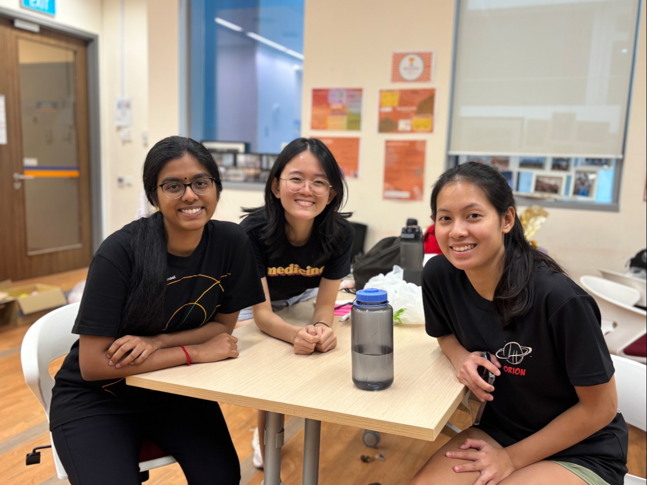 Pavithra (left) takes a breather with her fellow facilitators during lunch