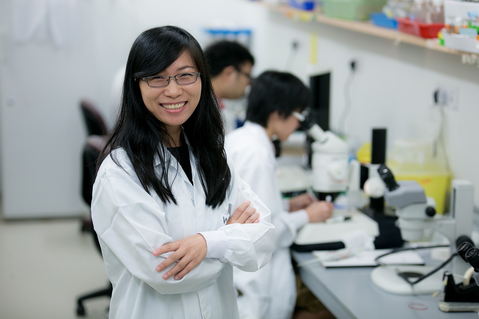 Wang in her lab in 2016 