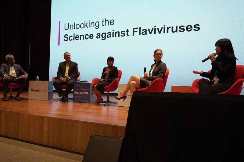 A panel of experts speaking at the launch of the J&amp;J Satellite Centre for Global Health Discovery at Duke-NUS launch