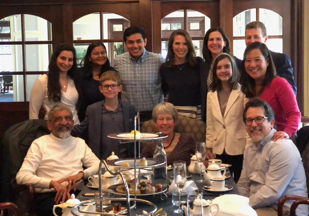 The Garman Lab celebrating Omar’s (my lab colleague) Wedding (centre, chequered shirt with his wife to the right of him). Susan (seated cente) and her husband (seated left) joined us too! Richard is sitting on the far right // Credit: Bhavya Allena