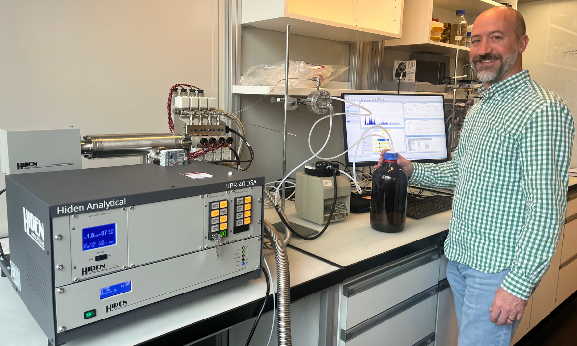Lee Ferguson makes adjustments to a mass spectrometer, which measures water contamination // Credit: Courtesy of Duke University Lee Ferguson makes adjustments to a mass spectrometer, which measures water contamination // Credit: Courtesy of Duke University