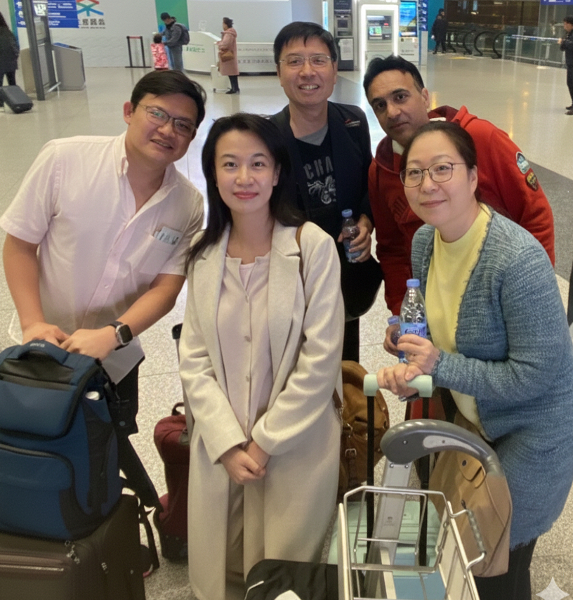 SERI/ SNEC team at Beijing airport for a visit to Tsinghua University // Credit: Liu Yu-Chi