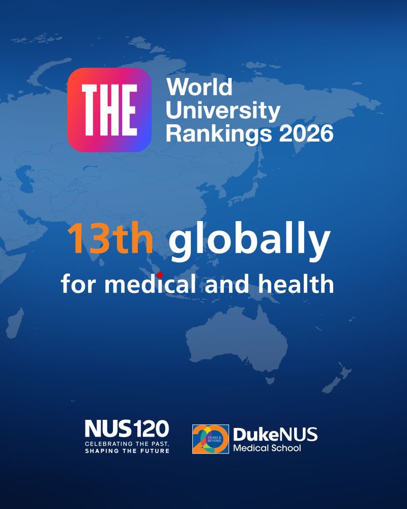 NUS ranks 13th globally in Medical and Health in THE World University Rankings 2026
