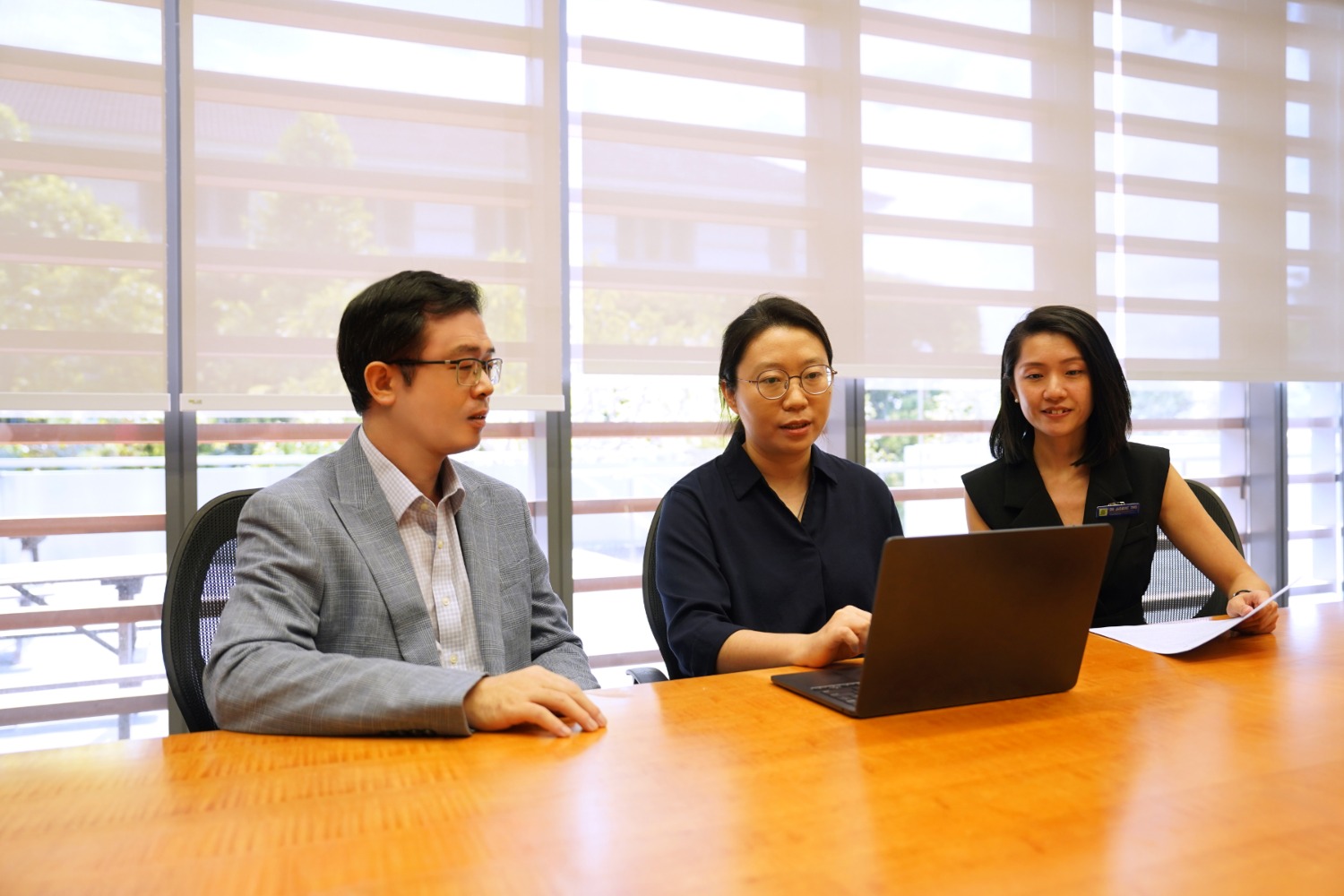 (From left) Researchers Assoc Prof Liu Nan, Dr Ning Yilin and Dr Jasmine Ong on how collaborations are key to unlocking the potential of AI in transforming medical education // Image credit: Duke-NUS Medical School