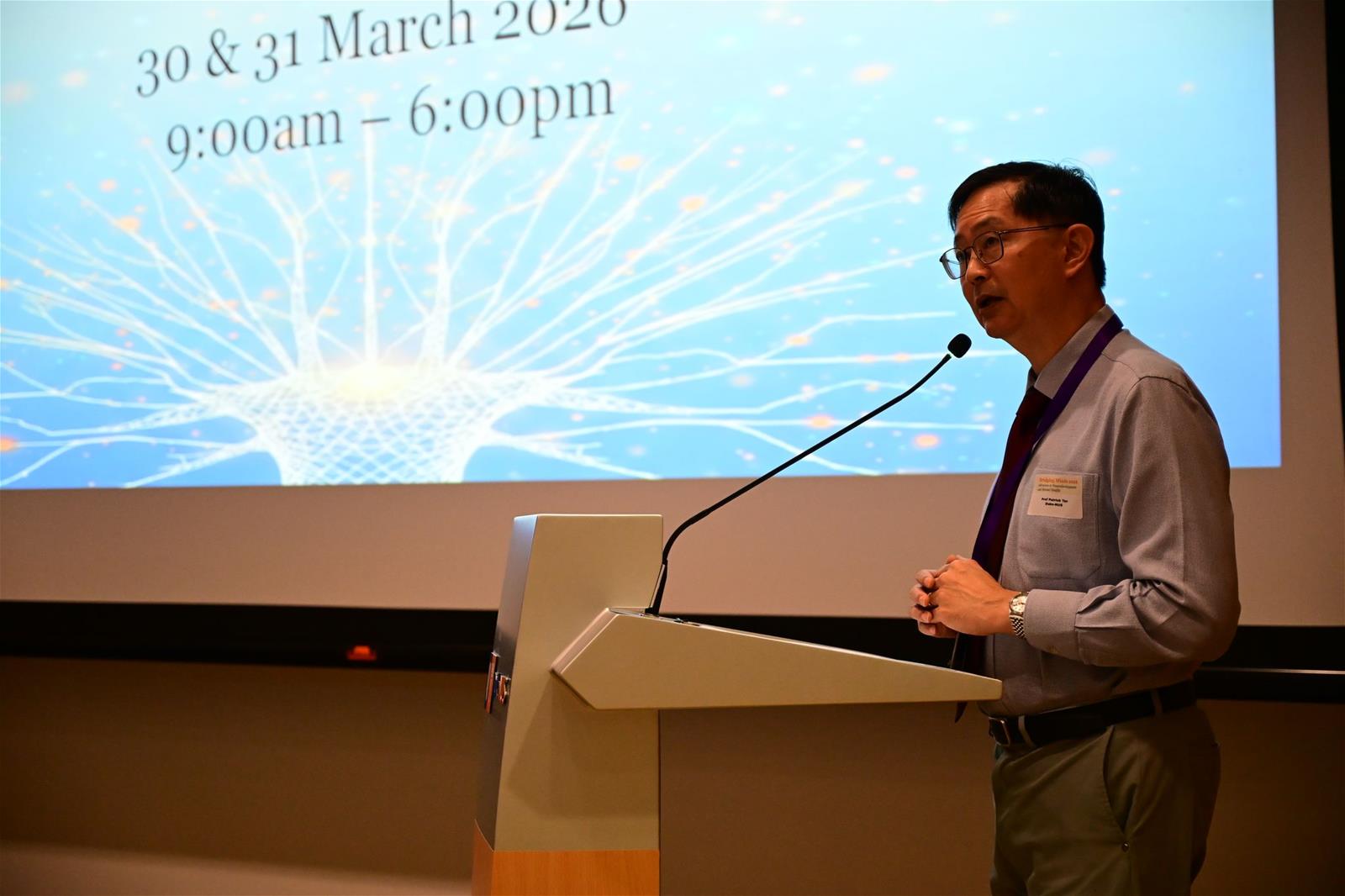 Prof Tan delivers the opening remarks on Day 1 of the Bridging Minds symposium