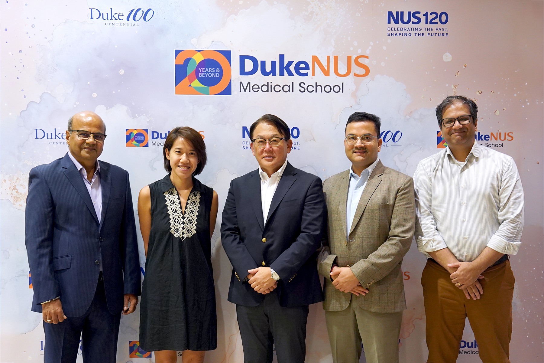 (From left) Adjunct Associate Professor Alok Mishra, Assistant Professor Rena Dharmawan, Toshiyuki Akaike, Dr Amit Garg, Assistant Professor Bipin Bhola