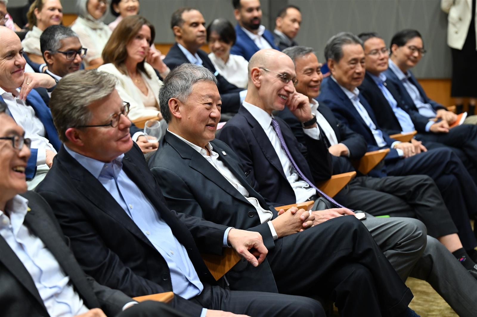 Mr Goh Yew Lin (third from right) hosted the leadership of the School's parent universities and academic medicine partner, SingHealth, for the long-overdue reunion.