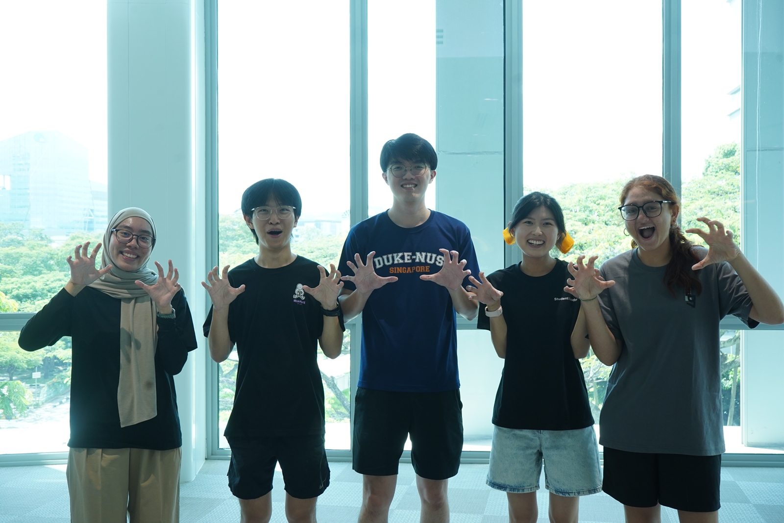 Camp Simba Project Director Inarah Farahah (first from left), Programme Head Nicholas Kuu (centre) and Head Facilitator Lee Swee Leng (second from right) with fellow camp committee members.
