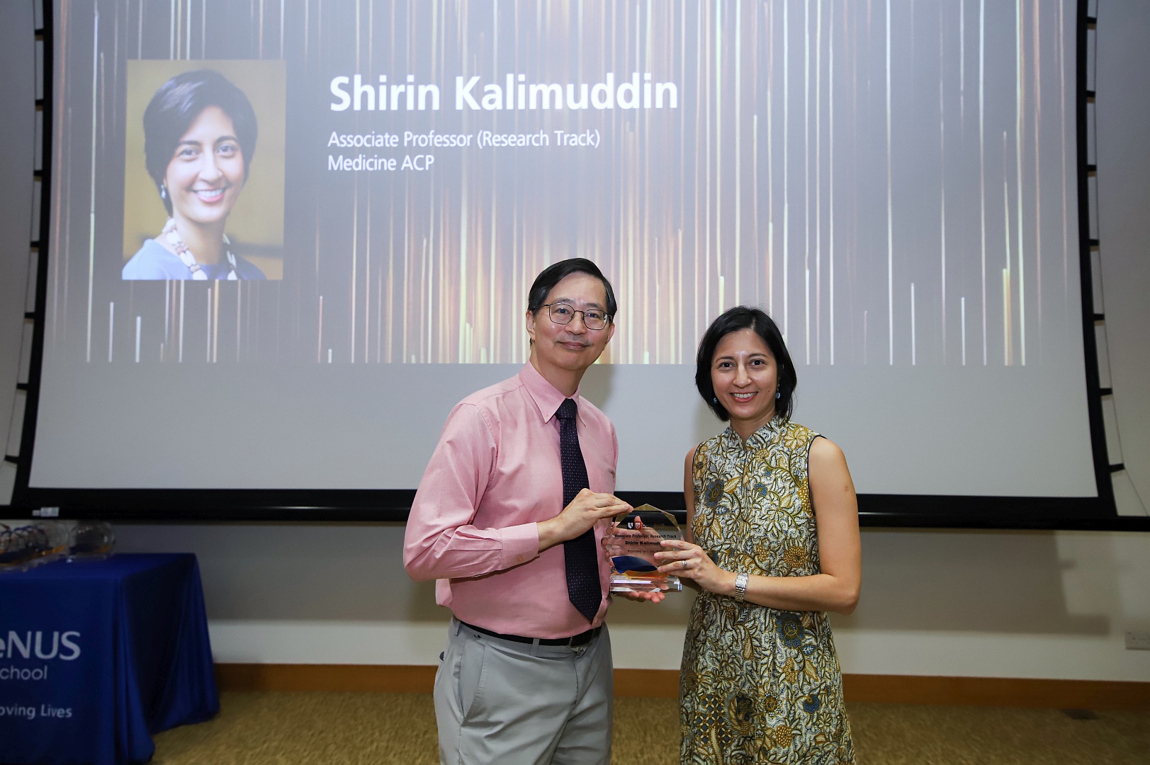 Dean Patrick Tan with Assoc Prof Shirin Kalimuddin