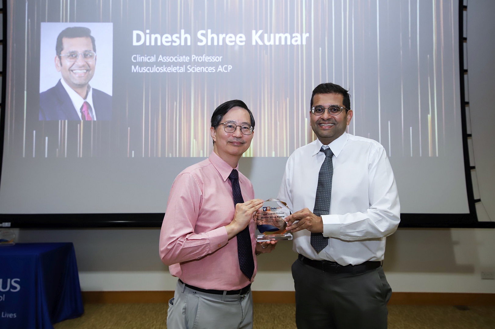 Dean Patrick Tan with Clin Assoc Prof Dinesh Shree Kumar