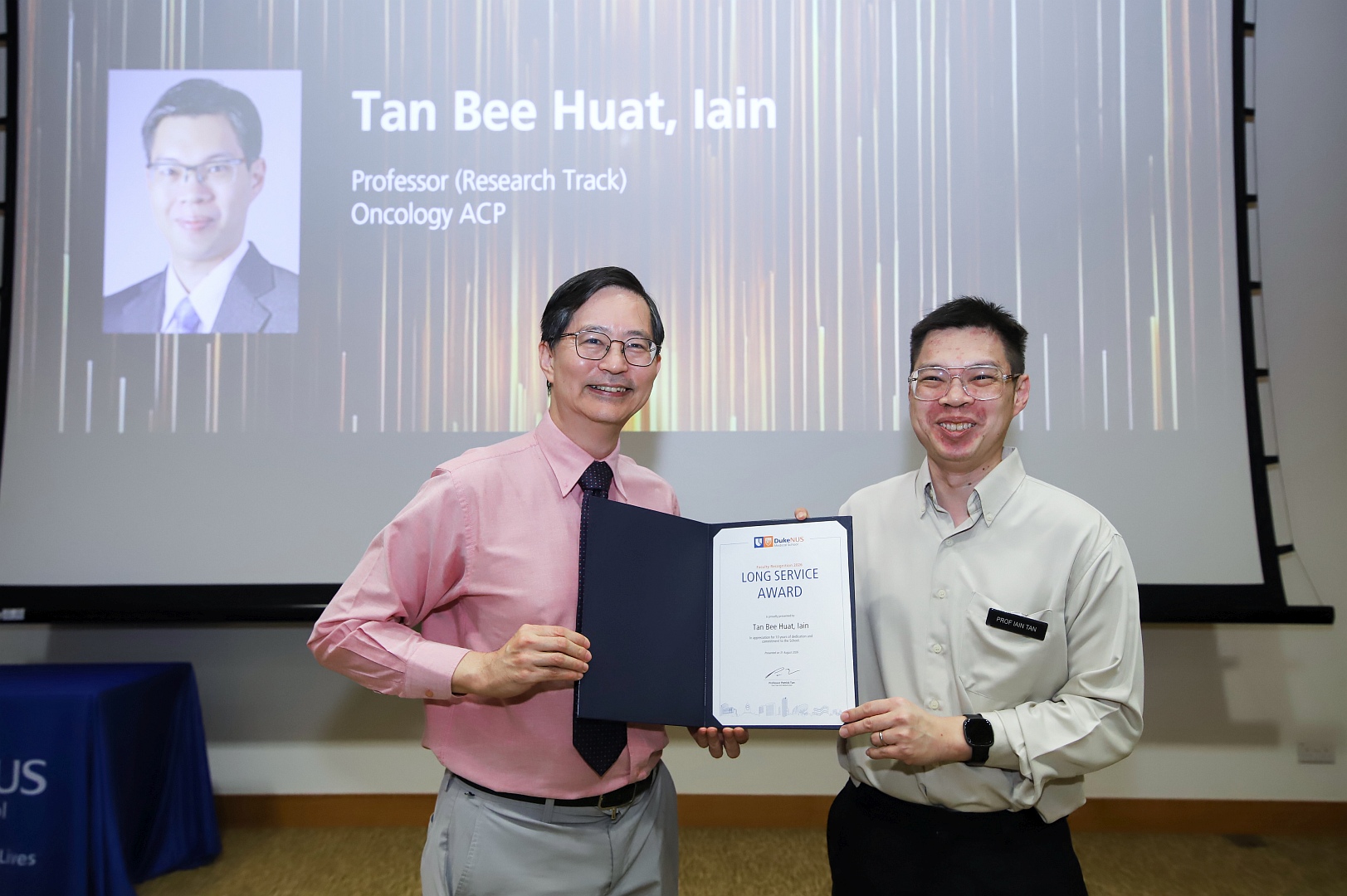 Dean Patrick Tan with Prof Tan Bee Huat, Iain