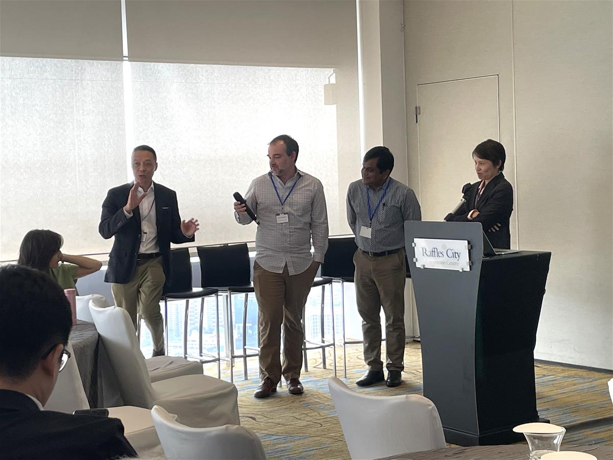 Left to right: Professor Ooi Eng Eong and presenters Assistant Professor Adam Waickman, Dr Mohammad Shafiul Alam and Associate Professor Panisadee Avirutnan at a question-and-answer session during the symposium.