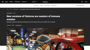 New versions of Omicron are masters of immune evasion (Science)