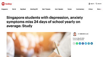 Singapore students with depression, anxiety symptoms miss 24 days