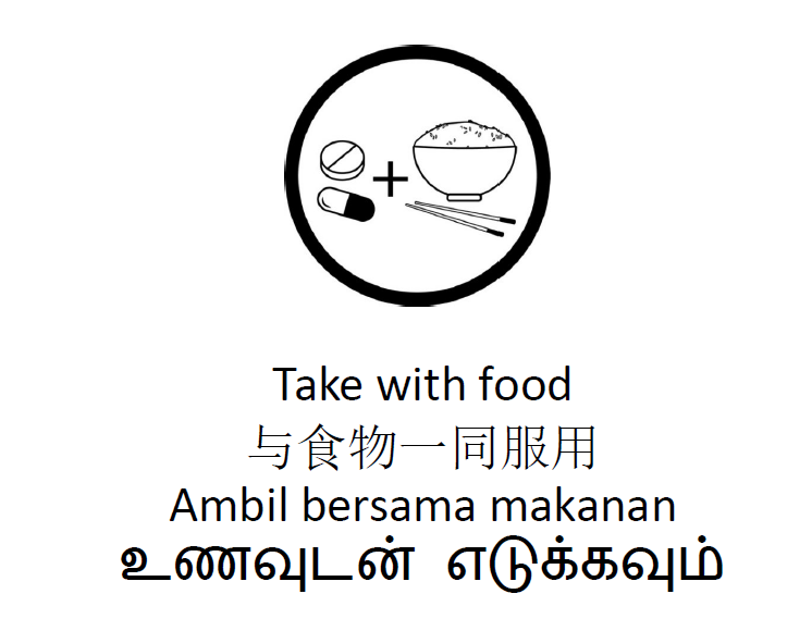 Take w food_sg Take with food. A Singapore-specific pictogram Copyright @ 2023 PROMISE STUDY.