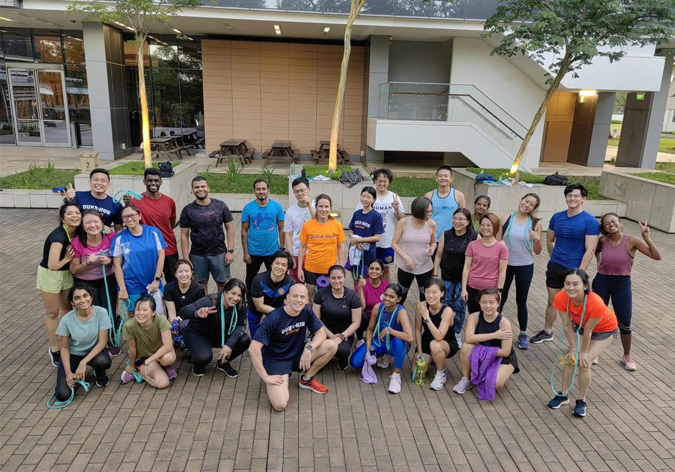 A boot camp led by Sven (front row, centre) for the Duke-NUS Recreation Staff