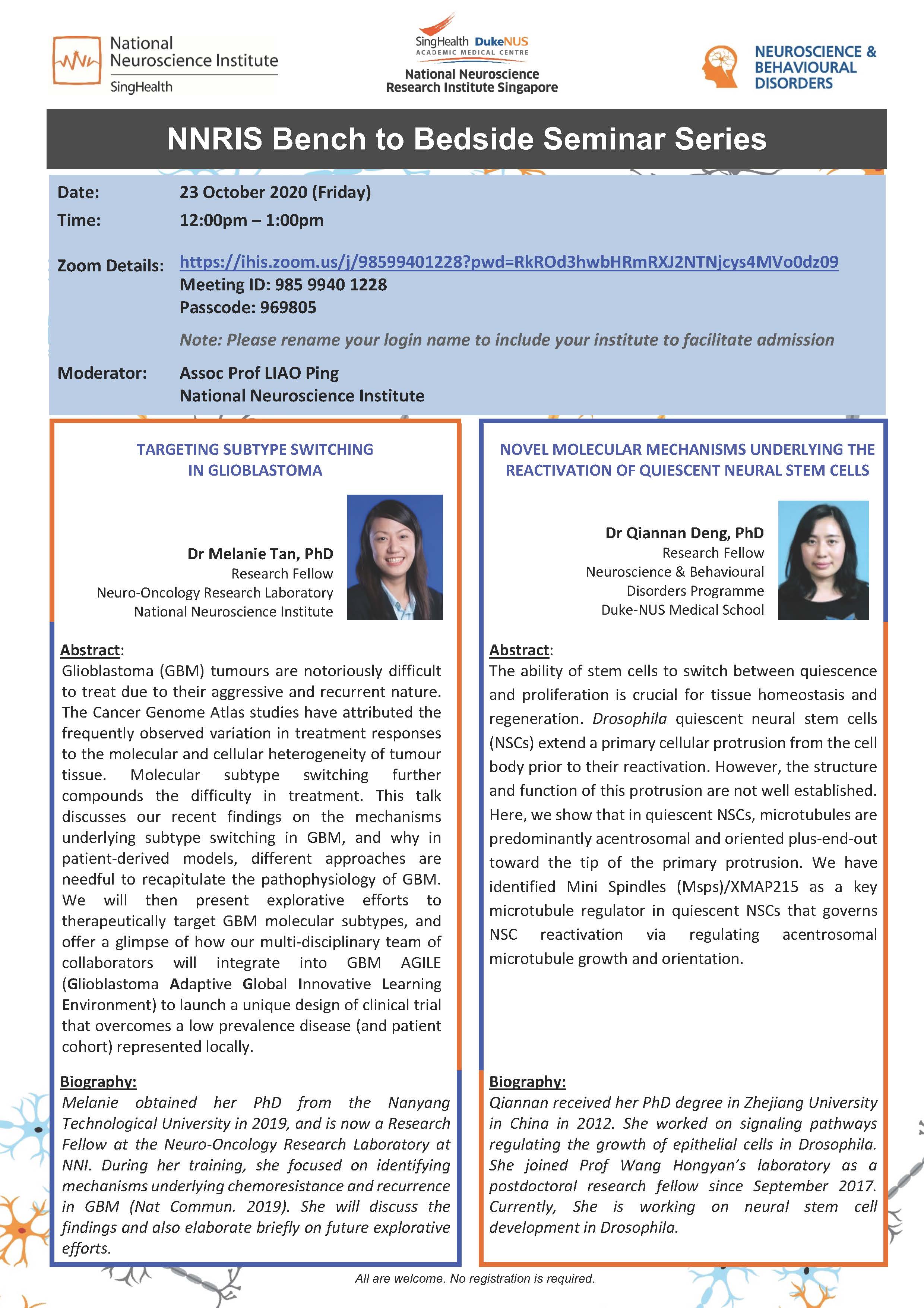 NNRIS Bench to Bedside Seminar (23 Oct 20)