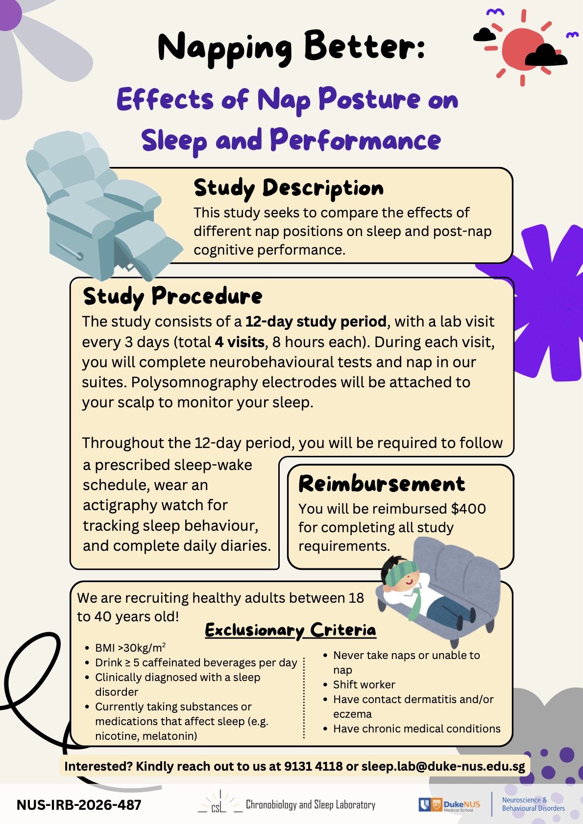 Effects of Nap Posture on Sleep and Cognitive Performance