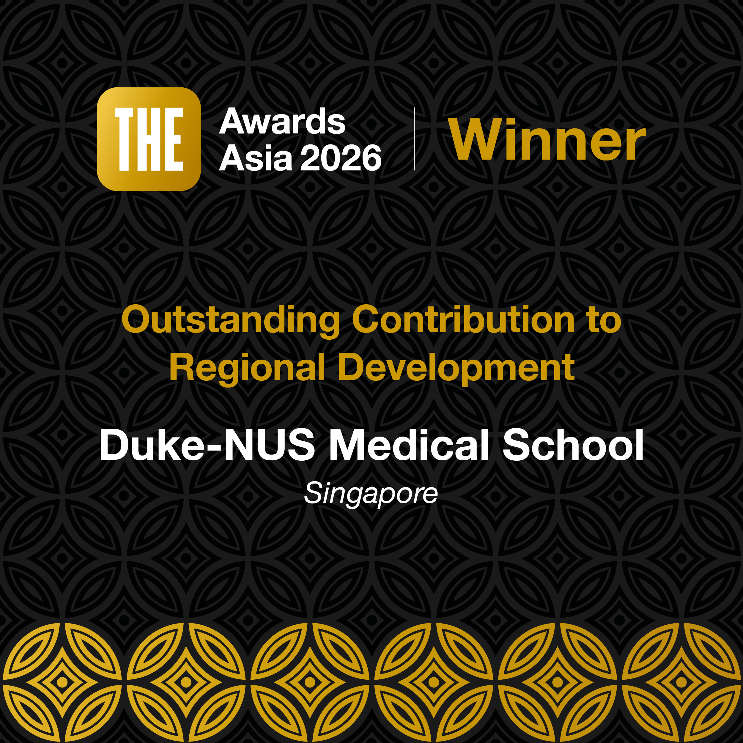 THE Awards Asia 2026 - Outstanding contribution to regional development