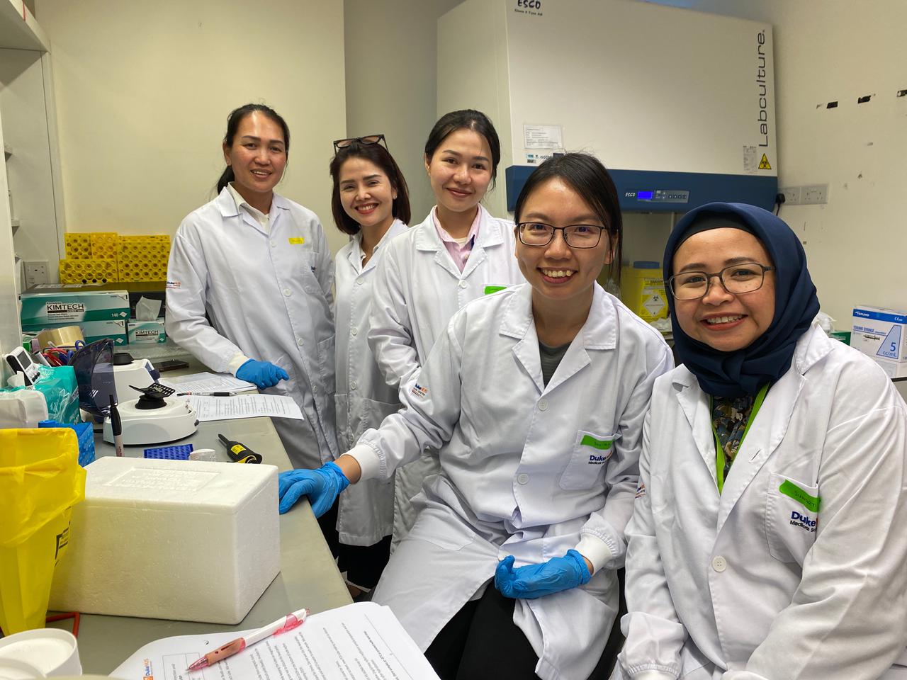 Workshop participants in the lab