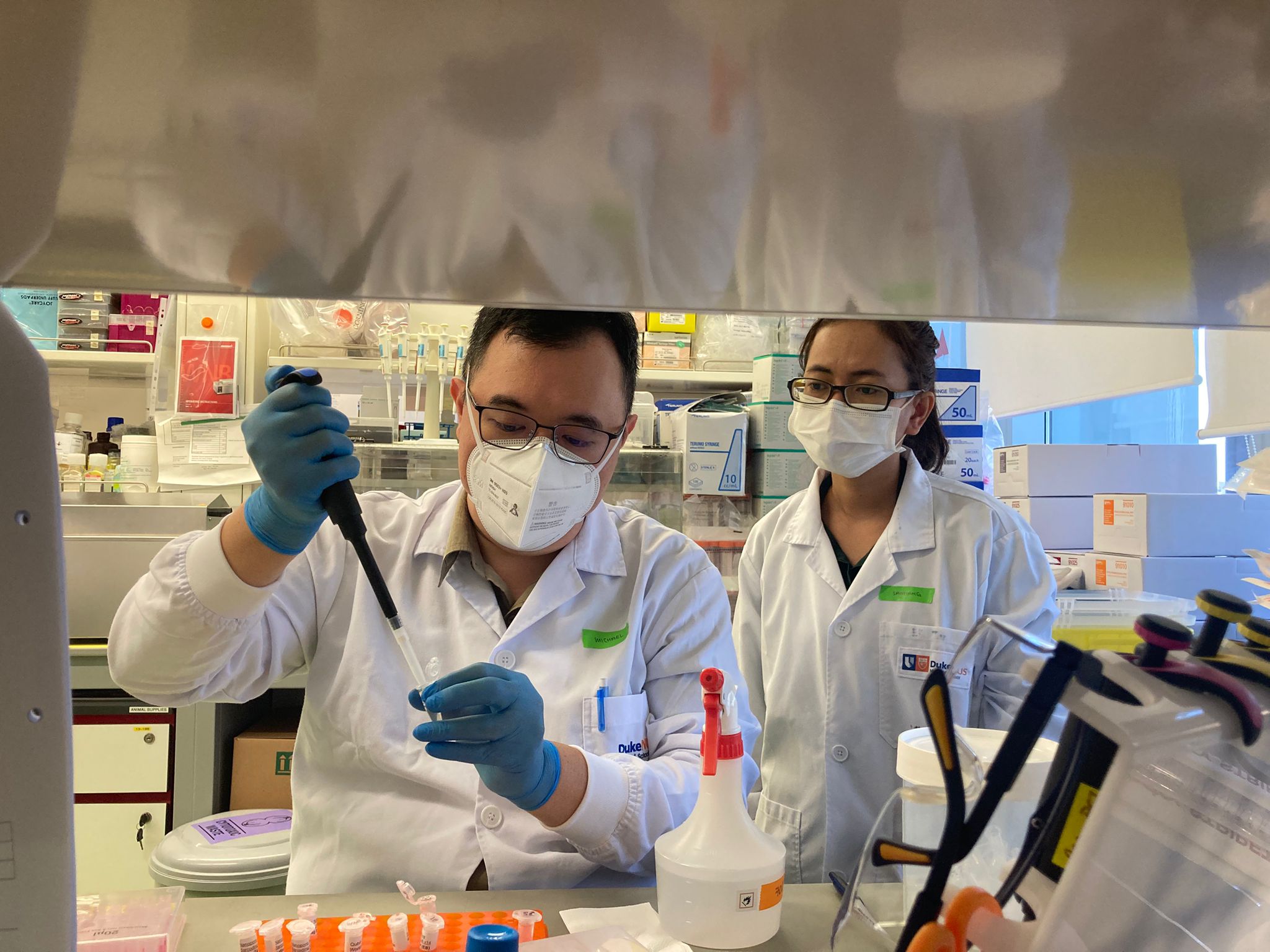 Workshop participants in the lab