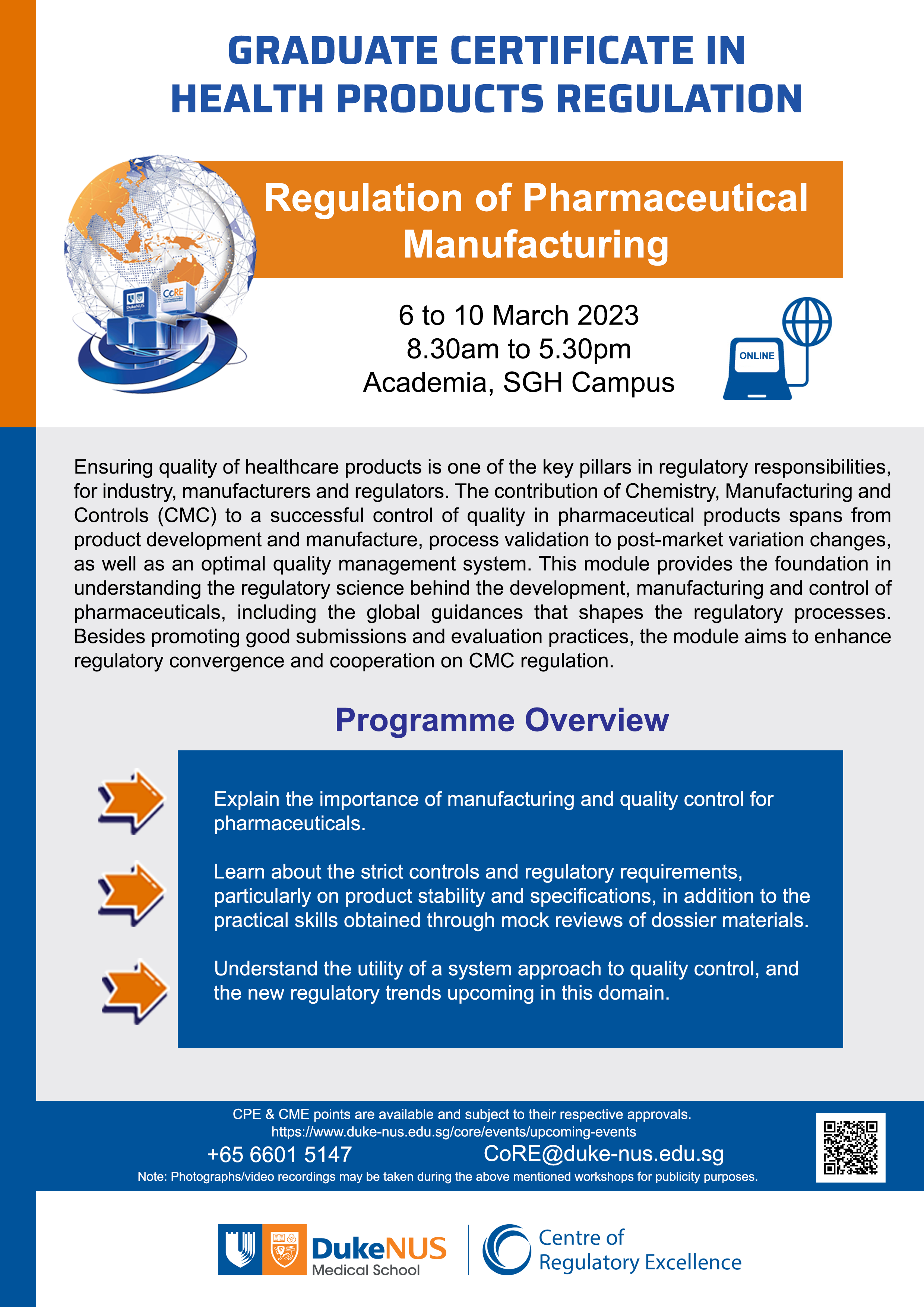 Flyer - 2022 GMS5004 Regulation of Pharmaceutical Manufacturing