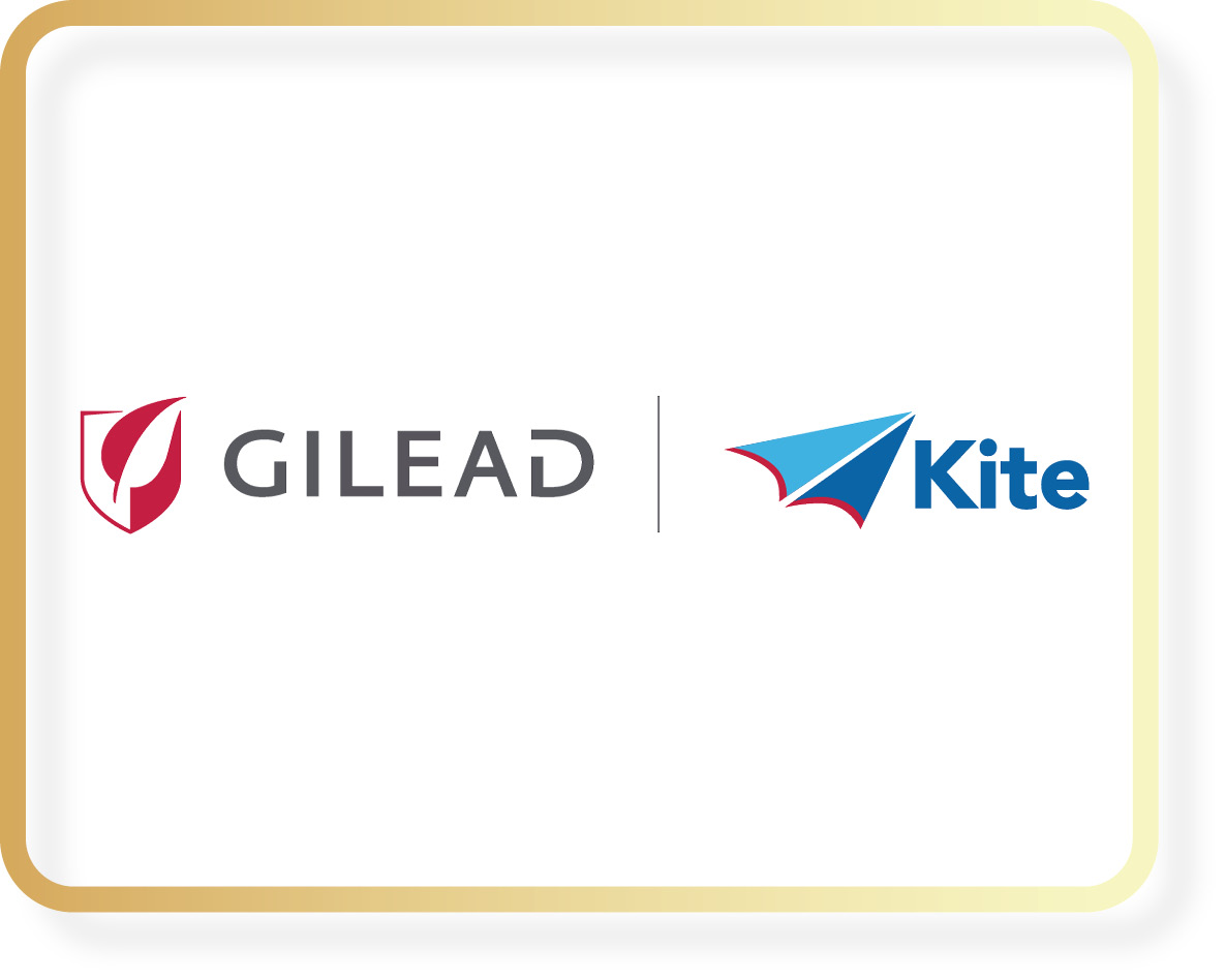gilead and kite logo with gold border