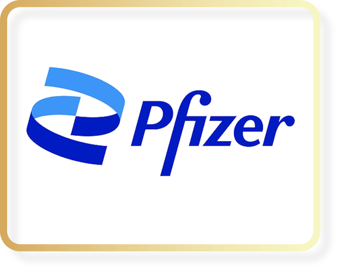 Pfizer logo with gold border