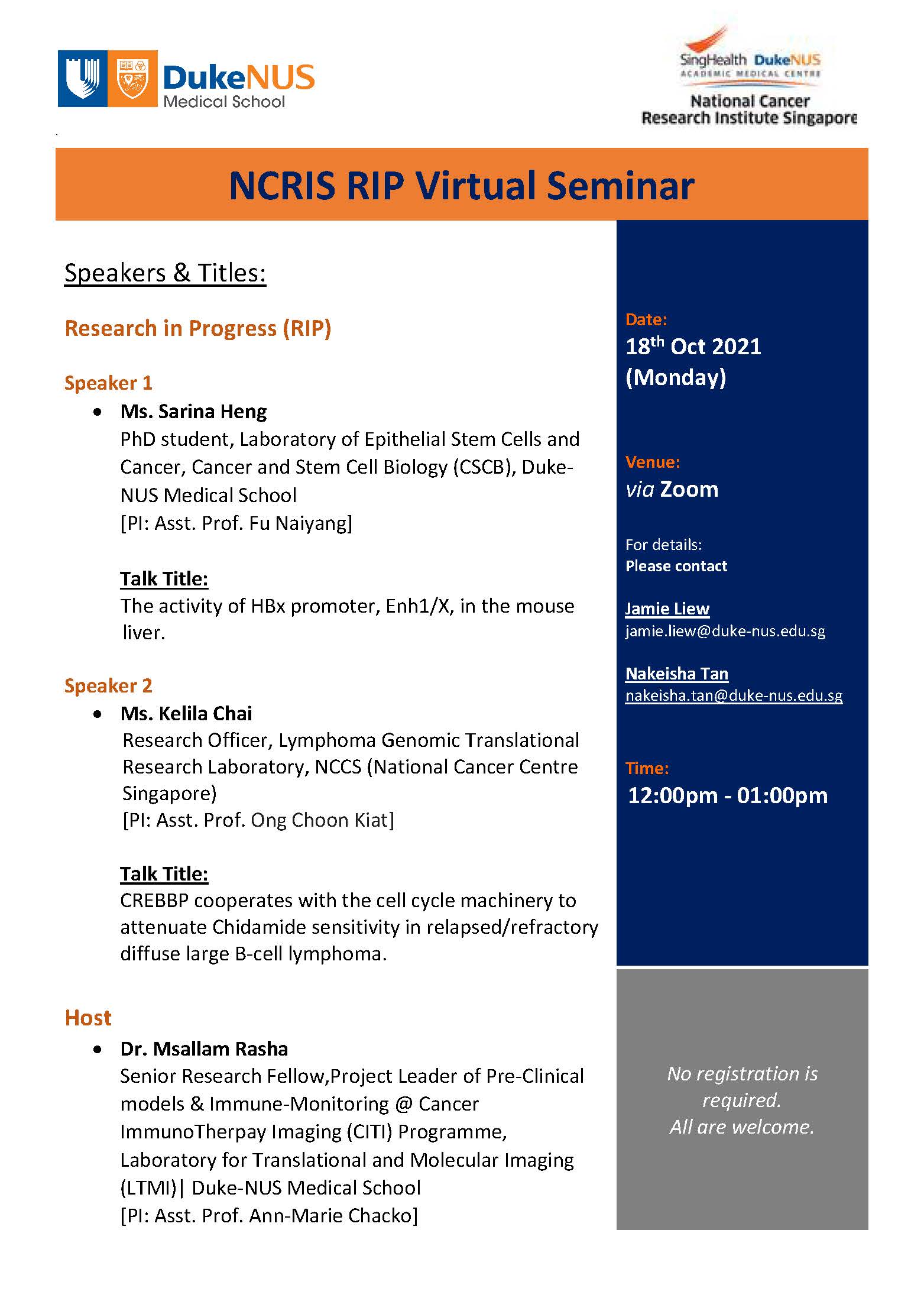 NCRIS Research in Progress (RIP) Meeting on 18 October 2021 (Mon) @12pm ...